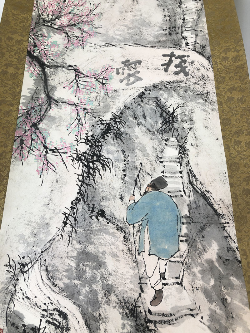◇◇作者不明 掛け軸 古物 春山桃花 観崖 雲桟◇◇｜美術品