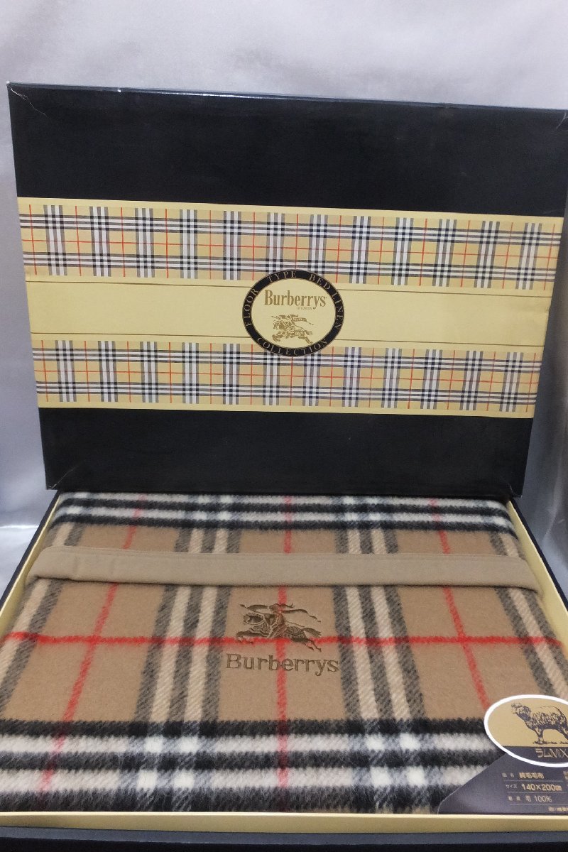 Burberrys バーバリー 純毛毛布 ラムMIX 140x200cm 箱付 未使用 保管品