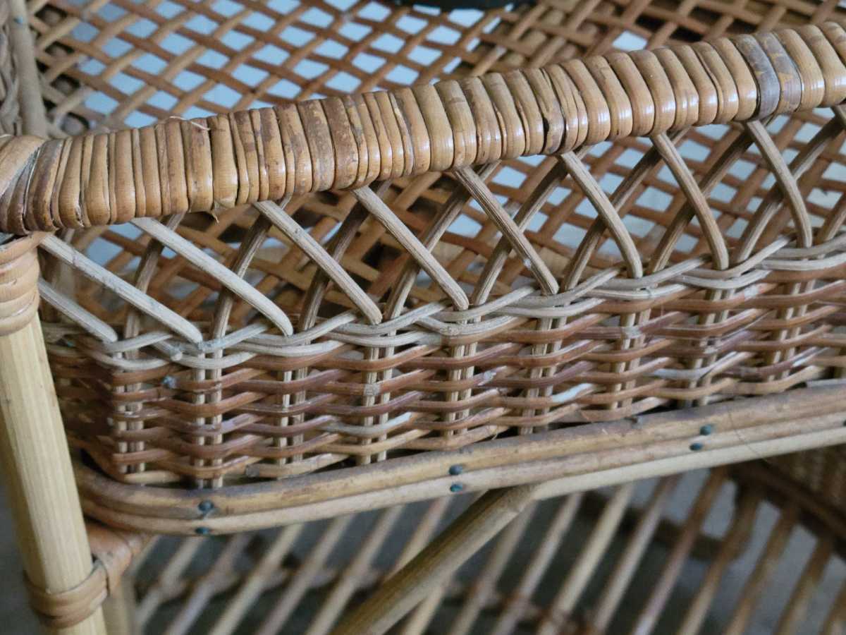 洗濯用品 【ラタン ランドリーバスケット】籐 ヴィンテージ 昭和レトロ