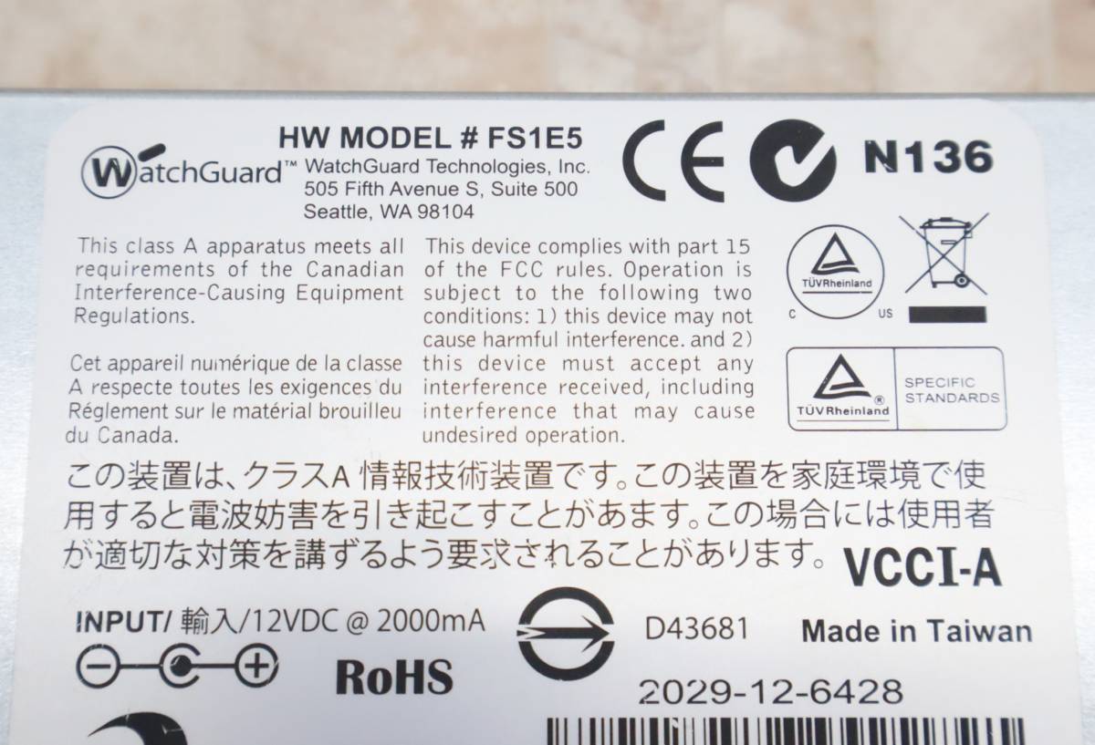∨｜WatchGuard XTM2 Series｜ANATEL HW MODEL #FS1E5 S024EM1200200｜ J1396 ...