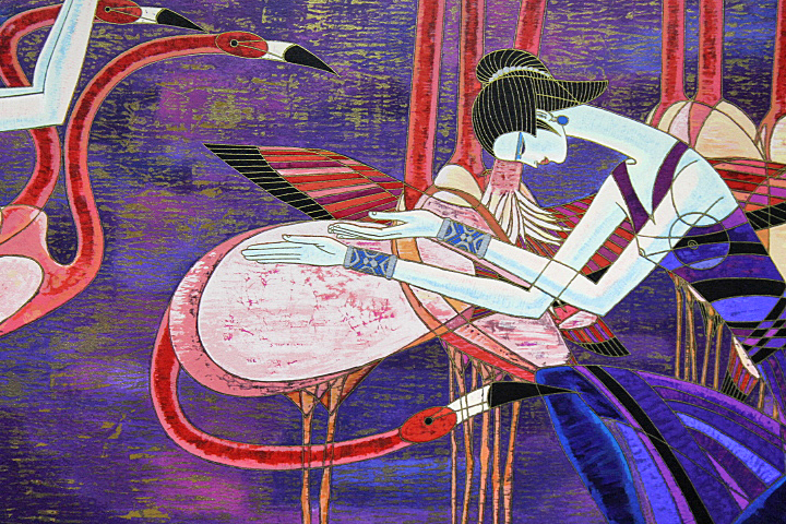 ティンシャオカン シルクスクリーン 作品 1994年 □丁紹光（ティンシャオカン） 【月夜の舞】 シルクスクリーン 直筆