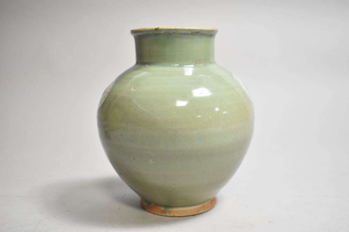 英】1157 時代 青磁染付花紋壷 中国美術 壺 青花 骨董品 美術品