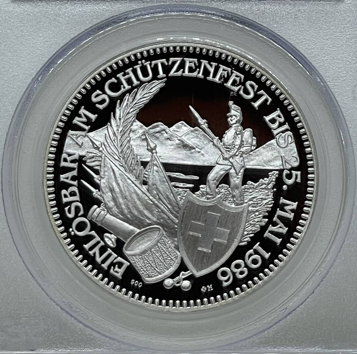 スイス 1986年 50フラン銀貨 現代射撃祭 射撃祭 アッペンツェル