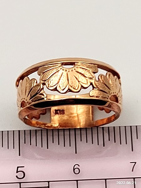 ☆【18金無垢・送料無料】K18 透かしリング 4.0g 9号 新品未使用品 