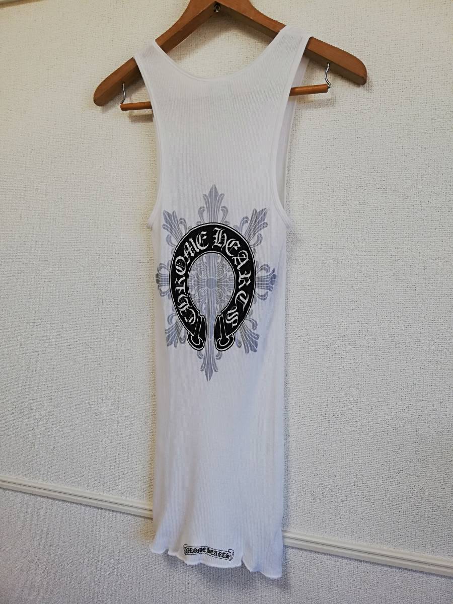 ★送料無料★クロムハーツ★タンクトップ★スクロールラベル★ホワイト★トップス★ホースシュー★クロス★