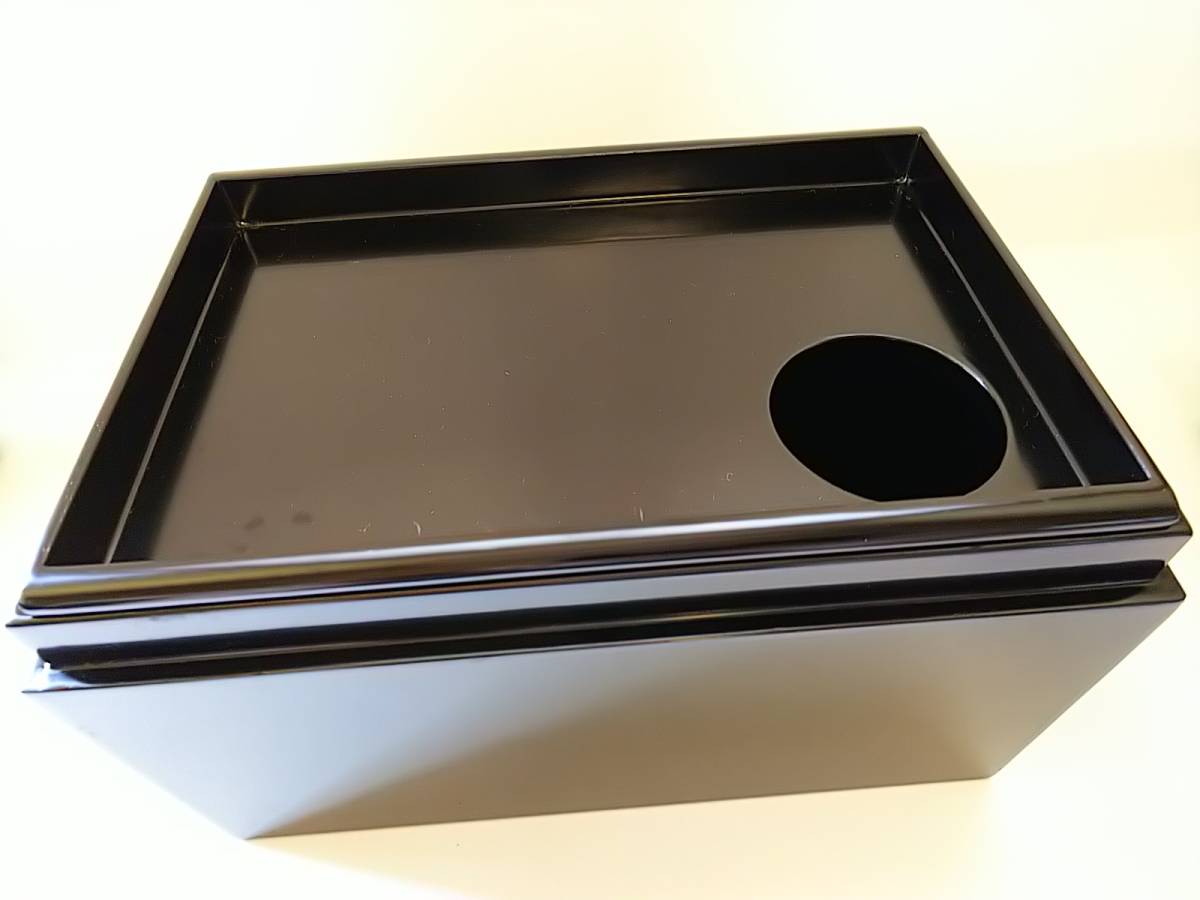 152 茶道具 茶箱 木製黒塗 茶箱道具一式付 セット 小茶碗 茶巾筒 等 