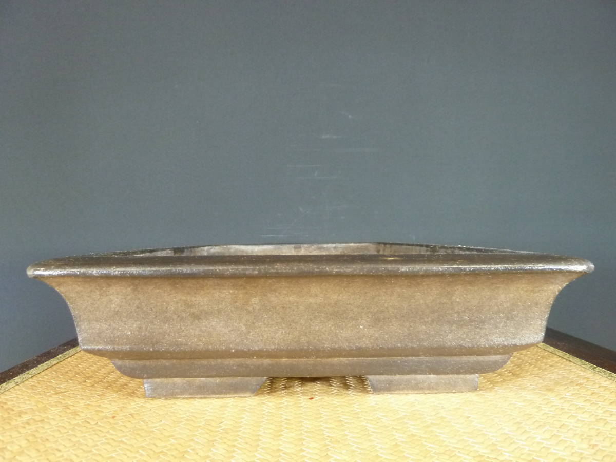 園芸用品 【盆栽鉢】白交趾・切立長方鉢・無落款・時代物