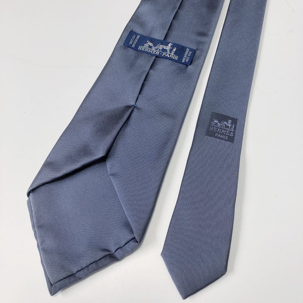 ☆HERMES エルメス ネクタイ グレーブルー系 シンプル【鑑定済み 本物