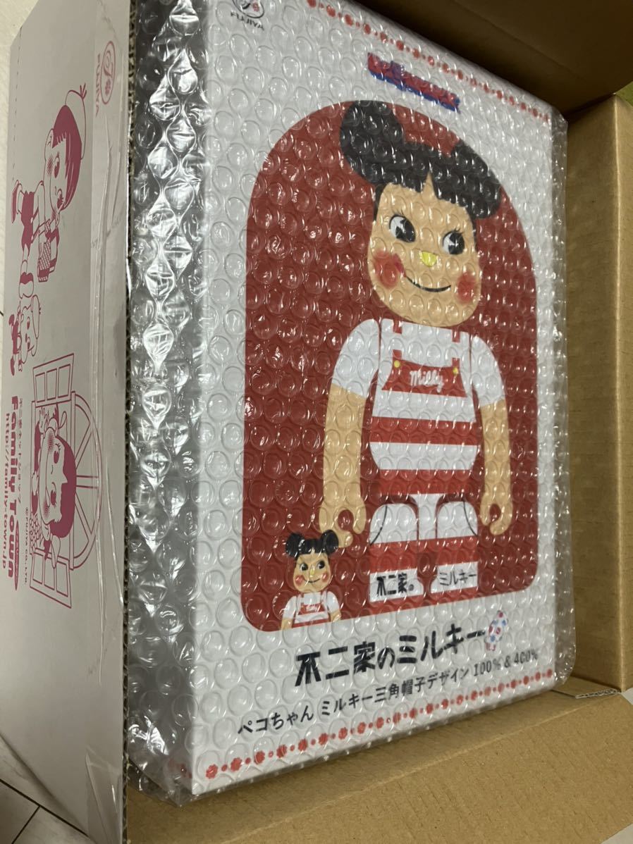 BE＠RBRICK ペコちゃん ミルキー 三角帽子 デザイン 100%&400
