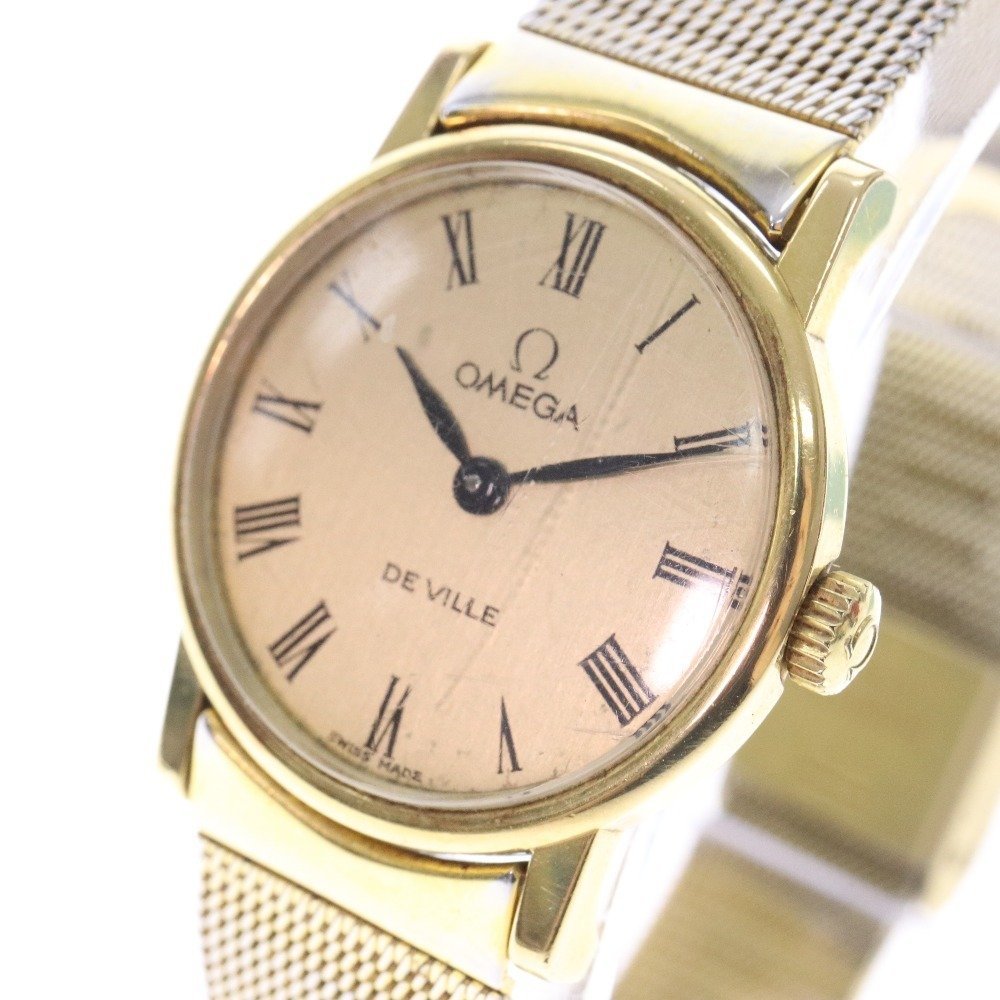 不動　美品　オメガ　De Ville　デビル　ゴールド　レディース時計 OMEGA オメガ de ville デビル 自動巻き腕時計 アナログ スイス製