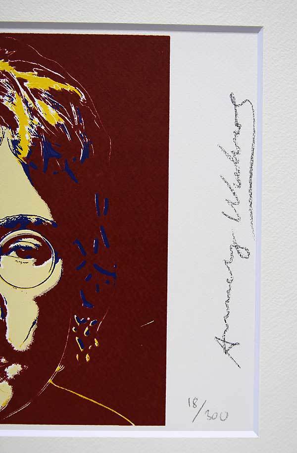 アンディ・ウォーホル 直筆サイン 証明書 シルク「John Lennon ジョン