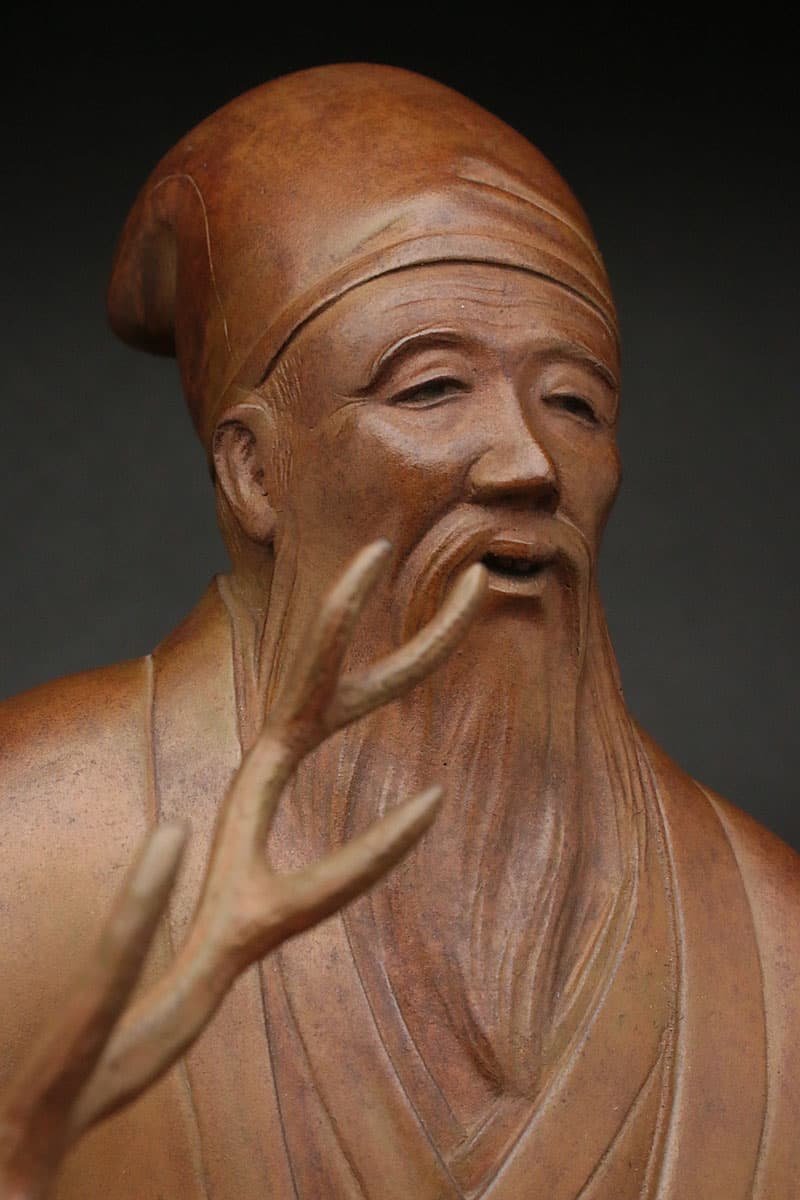 EE015 時代物【金工師 勝雲 作】銅製「鹿寿老人」高16.5cm 重3.5kg