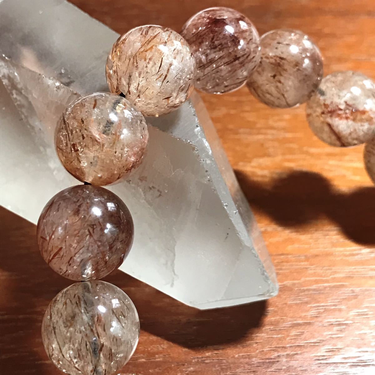 ルチルクォーツブレスレット 細けれ 内周18センチ 