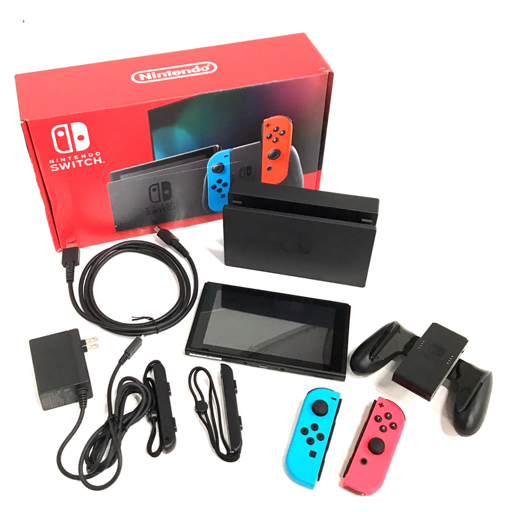 1円 任天堂 HAC-001 ニンテンドースイッチ NINTENDO SWITCH 本体 ジョイコン ネオンブルー ネオンレッド 付属品あり