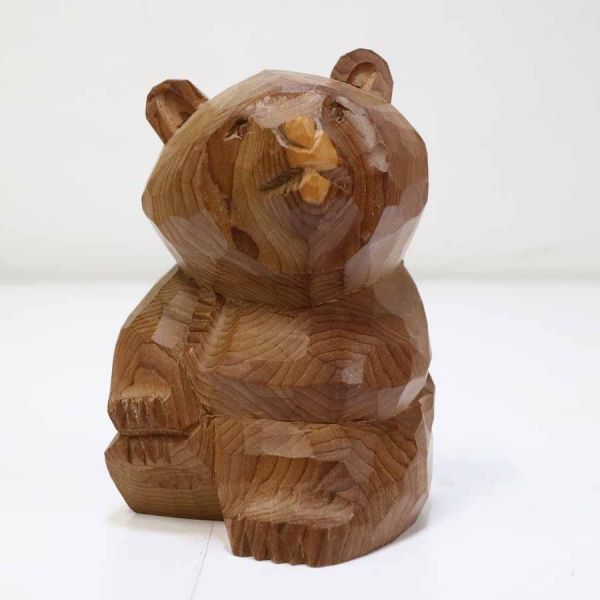 北海道 木彫り 熊 小さめ 堀井作 お 古い木彫 小さな熊 置物 アイヌ