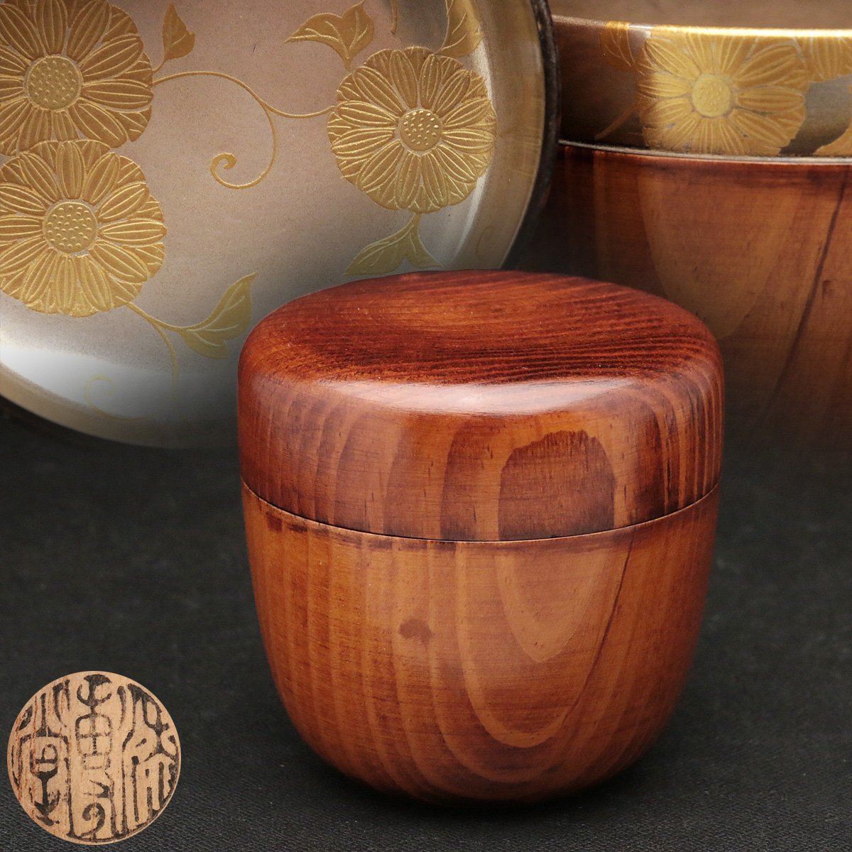 茶道具 共箱 ⁄ 博峰造 金蒔絵『菊桐文』棗 茶入 公式通販