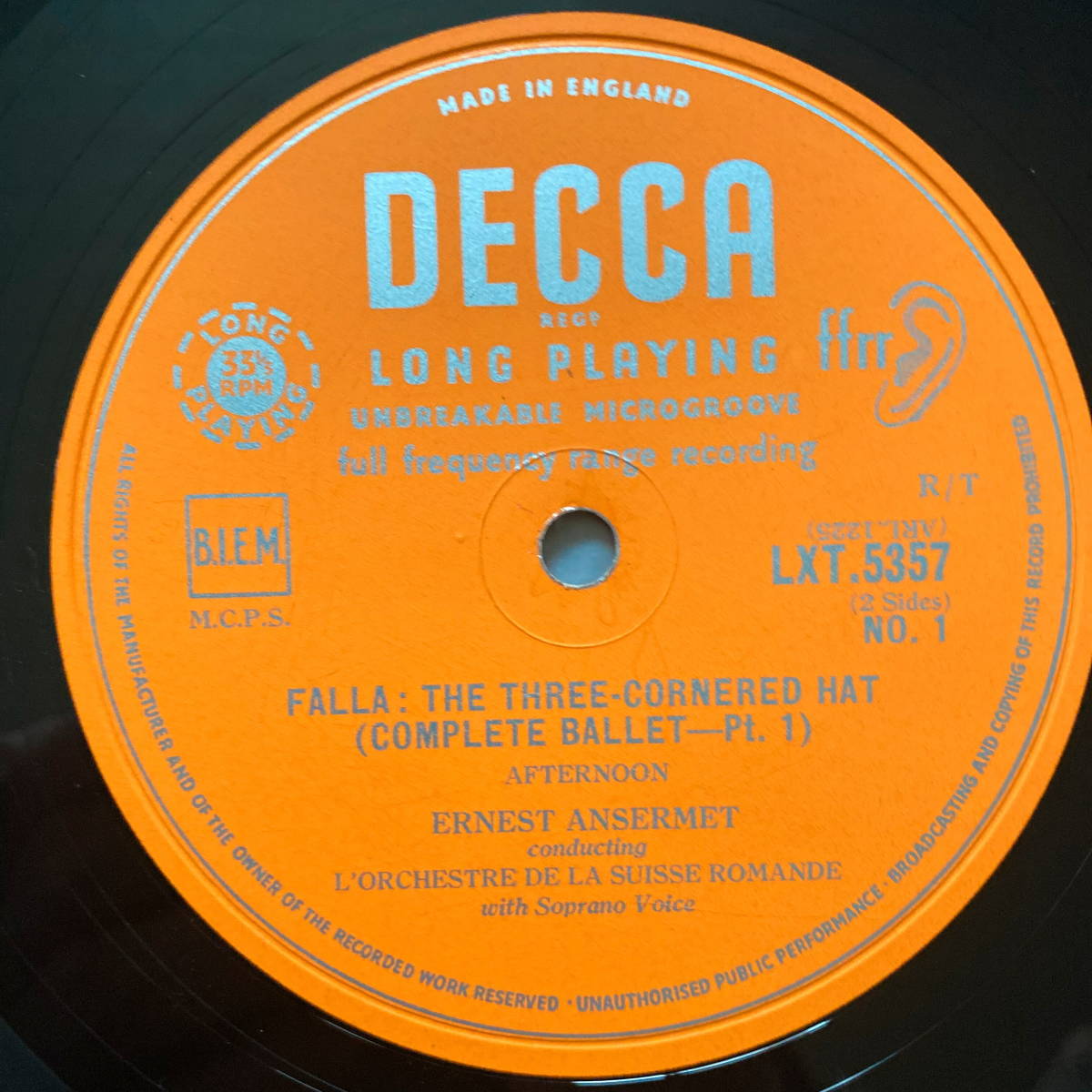 英DECCA 銀外溝】ファリヤ 三角帽子他/アンセルメ指揮スイスロマンドo
