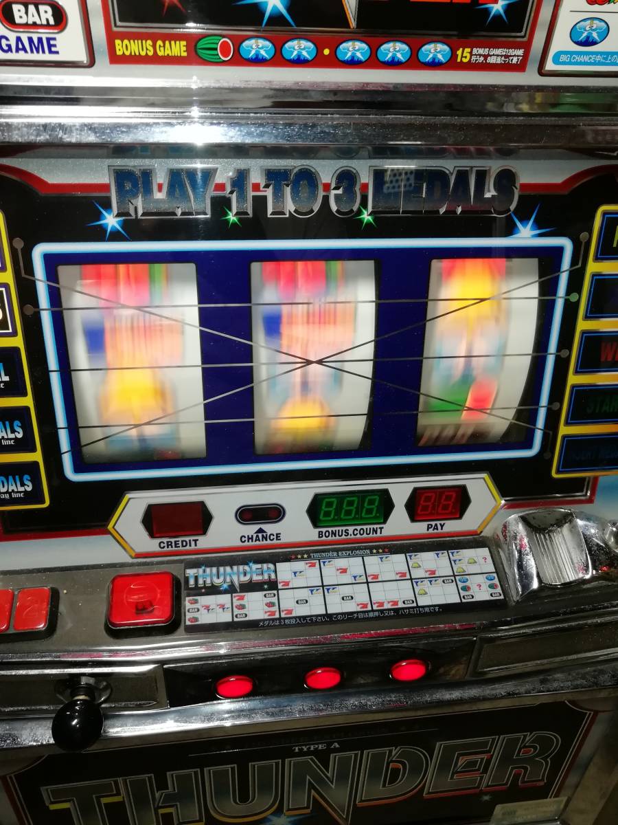サンダー パチスロ実機 スロット実機 レトロ THUNDER ドアキー&コイン50枚