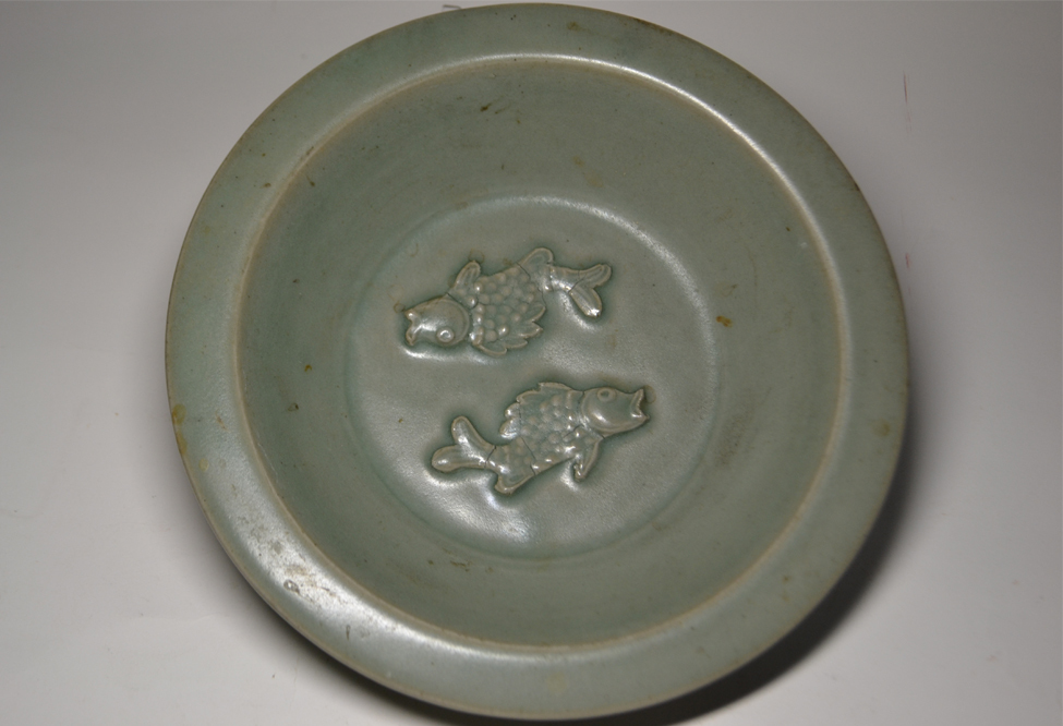 唐物 明時代 中国美術 呉須赤絵 中国古美術 花草鳥魚文 古染付龍文飾皿