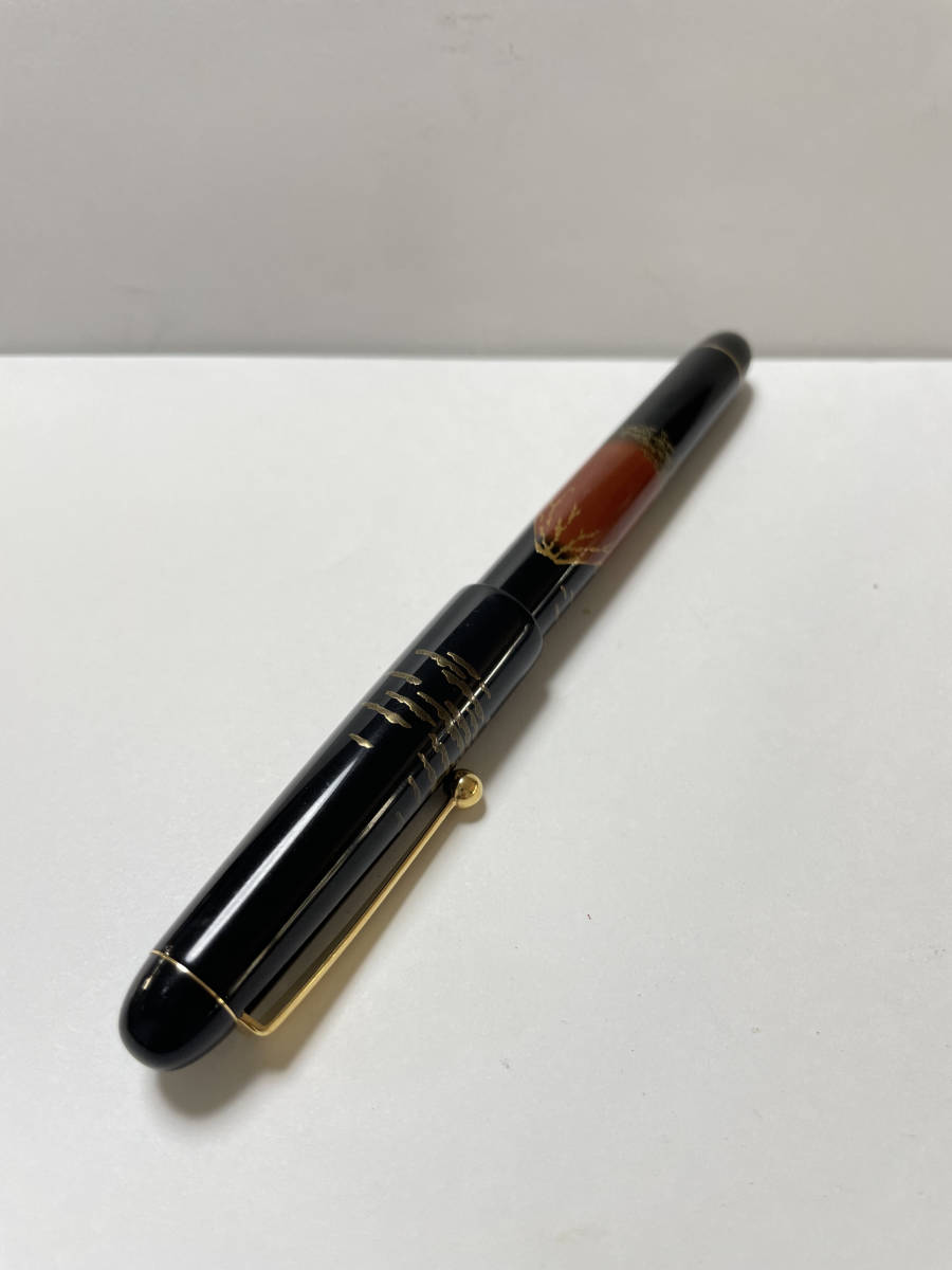 PILOT 14K 585 (M) 10 A393 赤富士 塗り パイロット 万年筆 中古品
