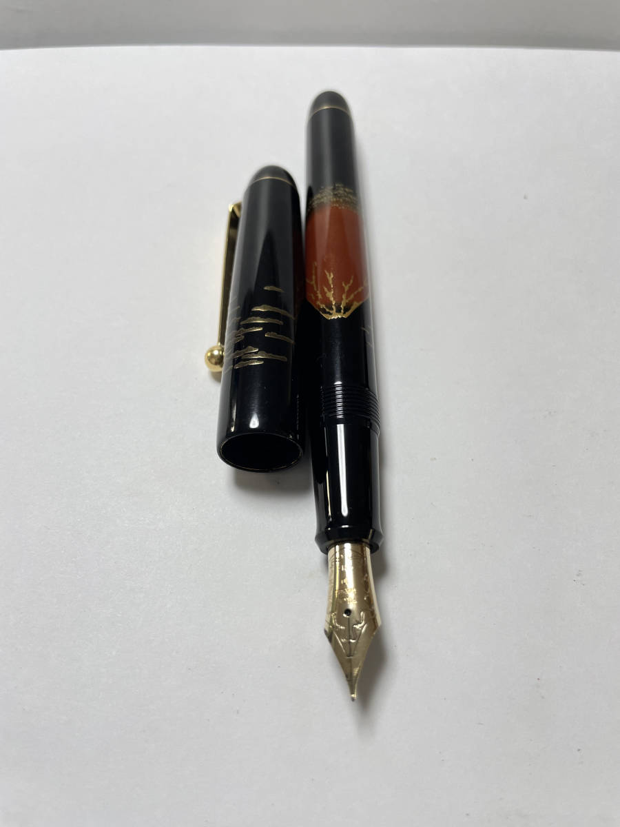 PILOT 14K 585 (M) 10 A393 赤富士 塗り パイロット 万年筆 中古品