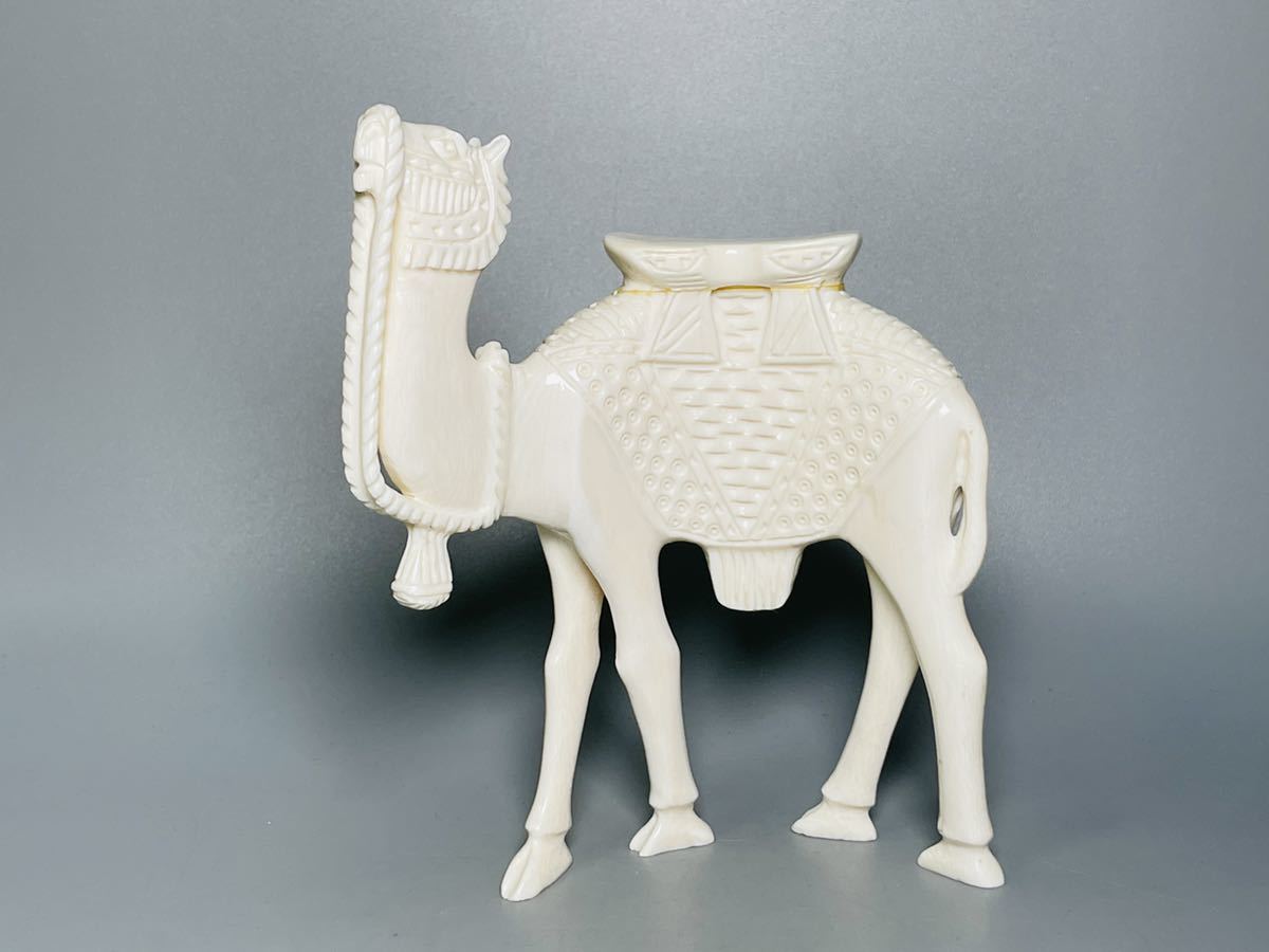 象歯風飾り物 象牙風 一本物 置物 七福神 骨董品 ▽O 骨董 ｜