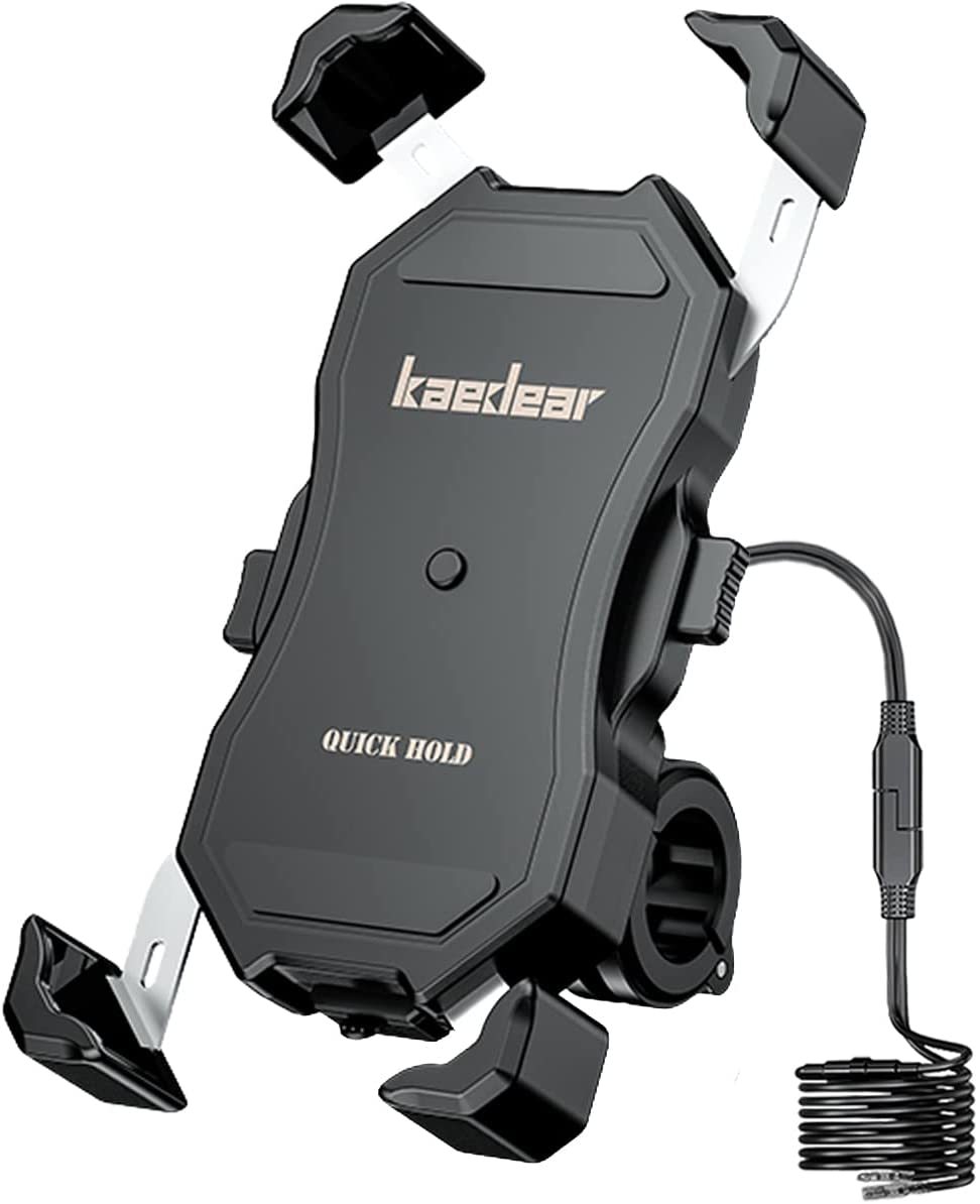 バイク スマホホルダー QI ワイヤレス充電 防水 USB 電源 携帯 ホルダー ワイヤレス バイク用 アルミ製マウント スマートフォン