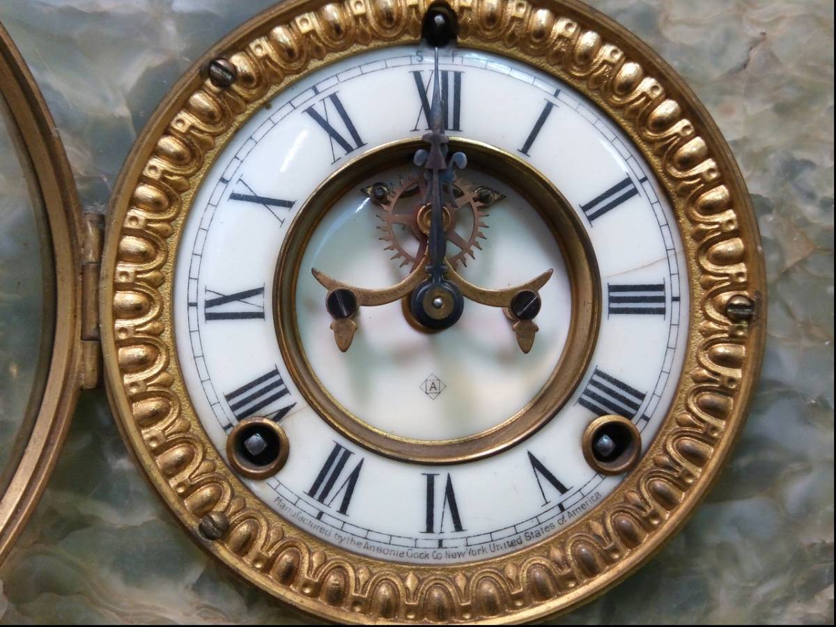 ANSONIA アンソニア アンティーク置時計 大理石 アメリカ製 [.O]25.4