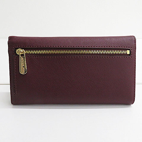 【極美品・即決】MICHAEL KORS マイケルコース 三つ折り 長財布 レザー カード18枚収納 ボルドー レディース 財布 [W6611]