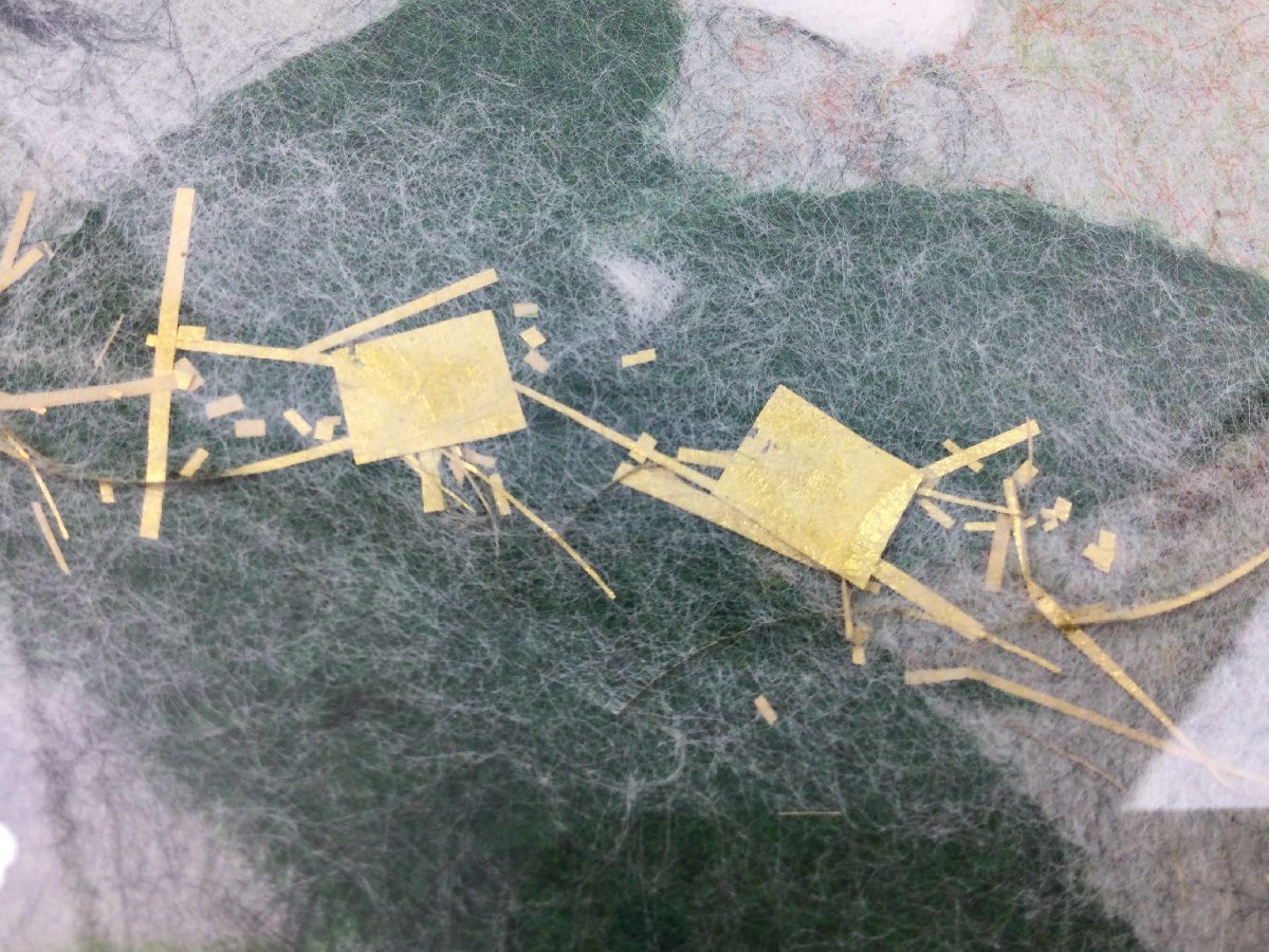 三】山内一生 牡丹 人間国宝 額装 小原和紙工芸 紙箱 栞付き ちぎり絵
