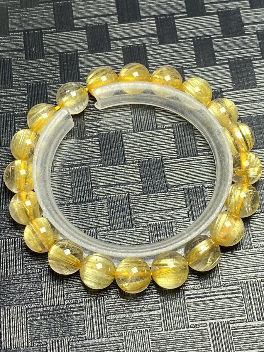 アクセサリー 一点物【黄金に輝く】タイチンルチルブレスレット 7mm