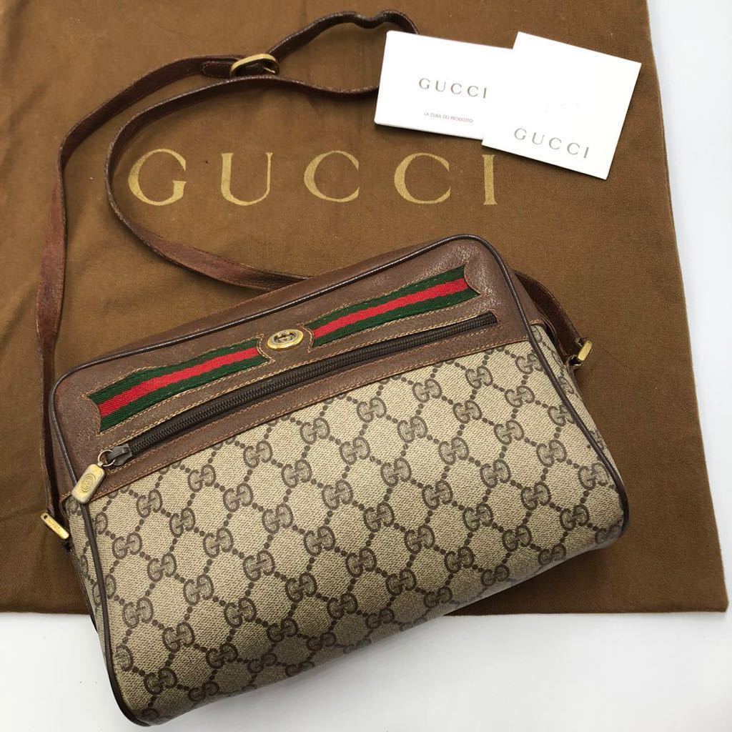 1円『極美品』 OLD GUCCI ショルダーバッグ GG シェリーライン 