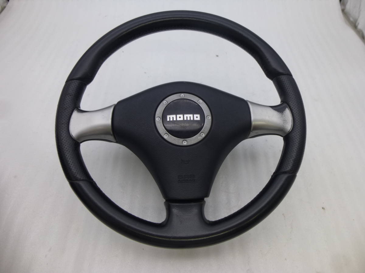 ダイハツミラジーノ　momoウッドハンドル　スパイラルケーブル L650S ミラジーノ ステアリングホイール ダイハツ MOMO ハンドル 0