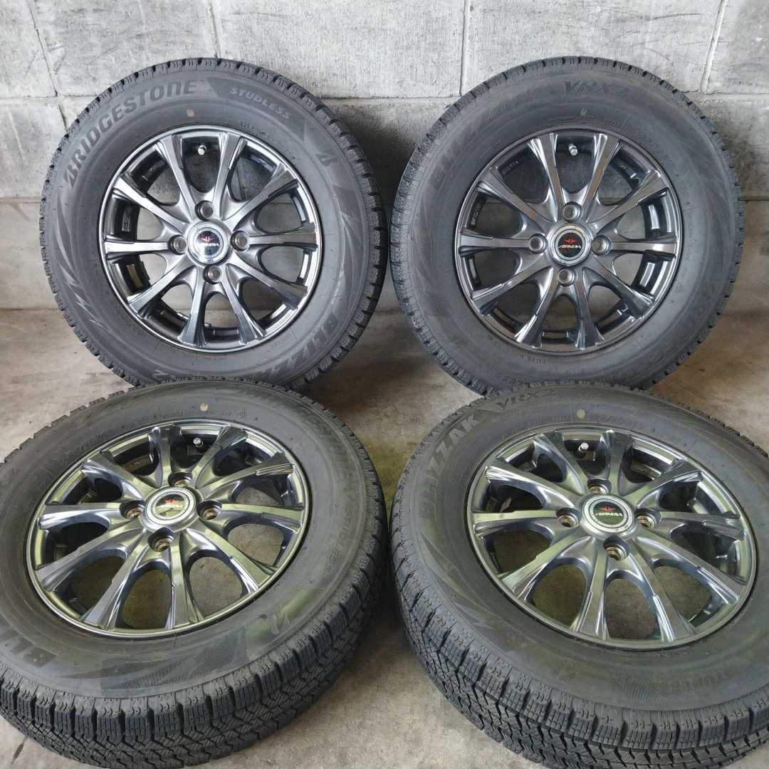 【新品，本物保証】 サンバーディアスワゴンに ブリジストン VRX2 165/70R13 ガンメタアルミホイール 4J&times;13 100 4穴 +45(スタッドレスタイヤ)｜売買されたオークション情報、yahooの商品情報をアーカイブ公開 - オー 4穴