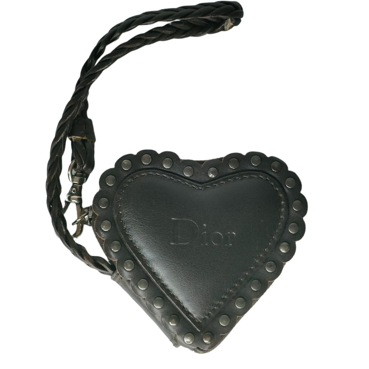 良品 Christian Dior クリスチャンディオール ハート型 レザー  