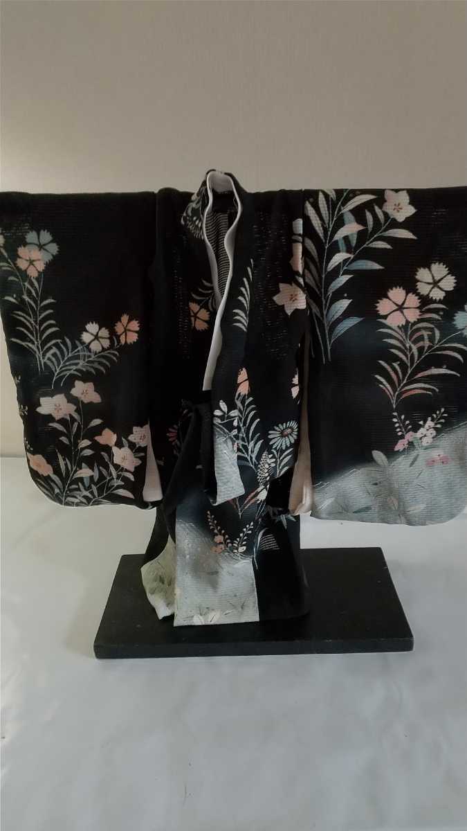 市松人形 夏着物セット 水玉 絽 アンティーク 市松人形絽の着物