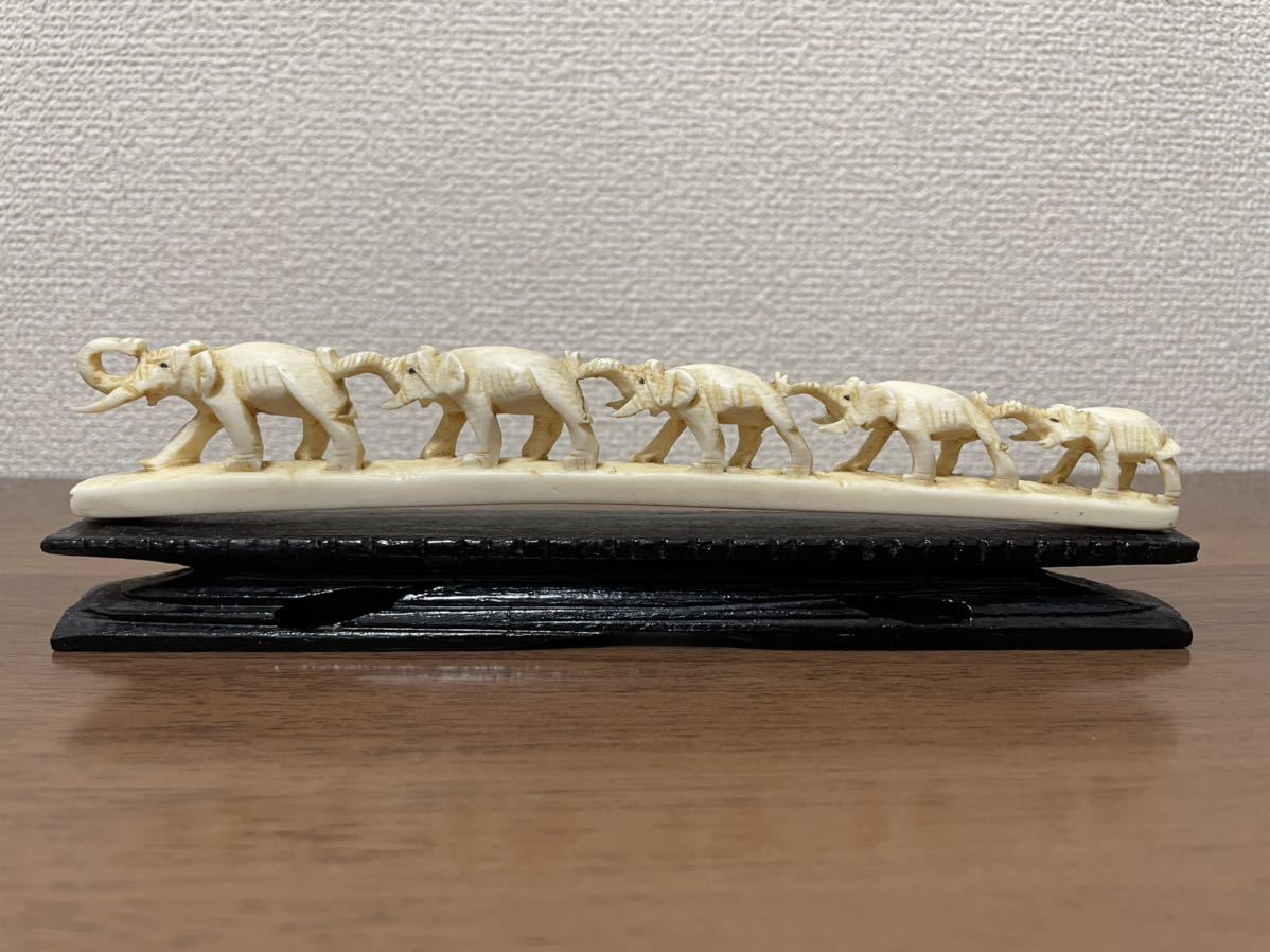 置物 象牙 象5頭 象牙調 象 象牙風 | 古美術ささき 東洋彫刻