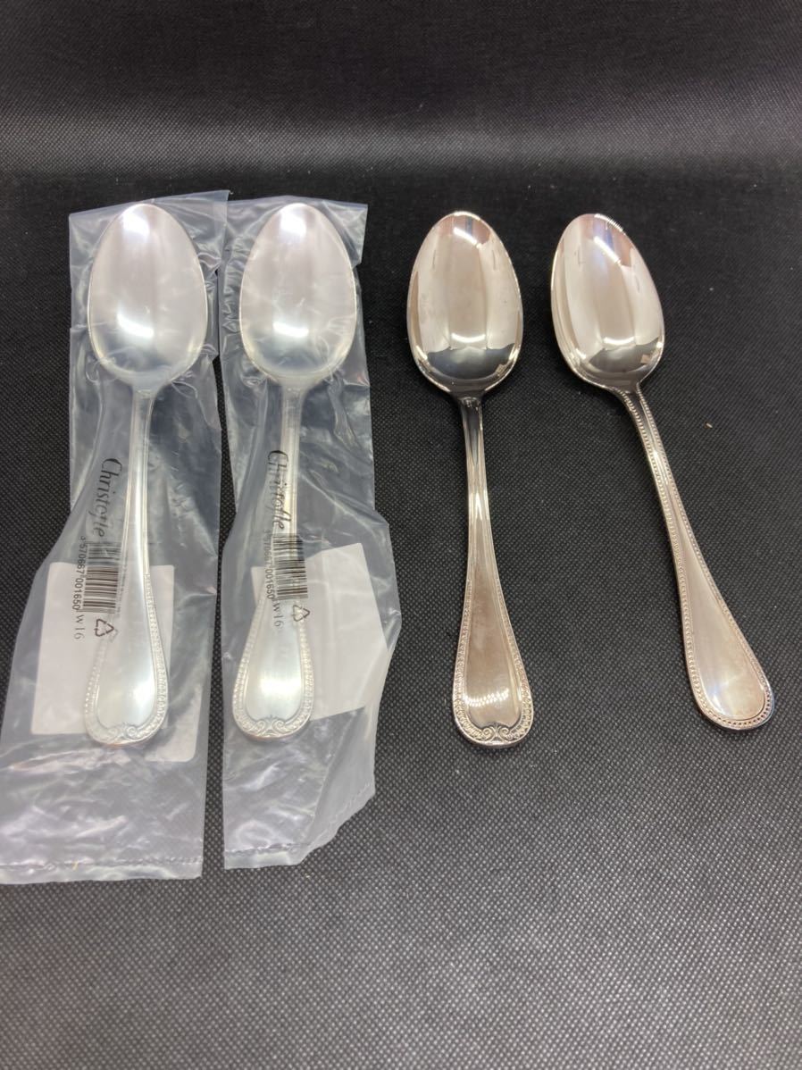 セール，人気 1円スタート クリストフル スプーン 4本 CHRISTOFLE カトラリー 銀食器 コレクション 約20㎝ 2種類 混載 おまとめ(スプーン)｜売買されたオークション情報、yahooの商品情報をアーカイブ公開 - オ スプーン