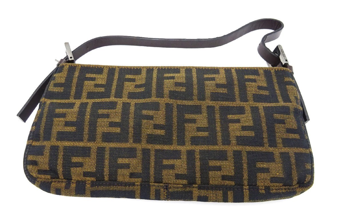  Q17180ND フェンディ FENDI ズッカ柄 ワンショルダーバッグ ポーチ ハンドバック ナイロン/レザー ブラウン系 ハンドル 穴調整可能(ショルダーバッグ)｜売買されたオークション情報、yahooの商品 かばん、バッグ