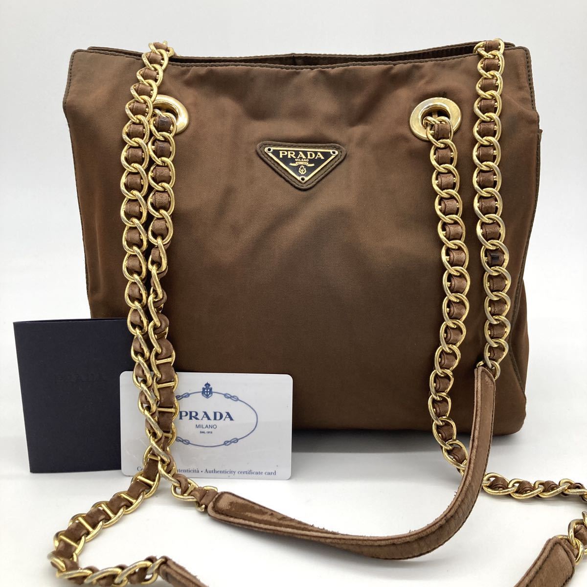 レア品】プラダPRADA 肩掛けトートバッグ ゴールド金具 イタリア製白 