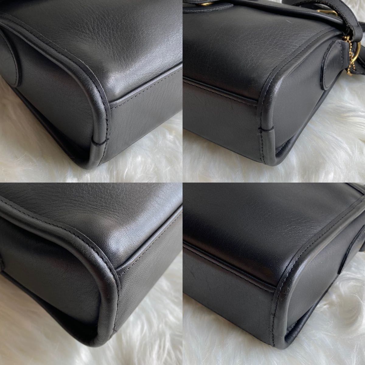coach オールドコーチ ショルダーバッグ 黒 ターンロック 9908 レザー 
