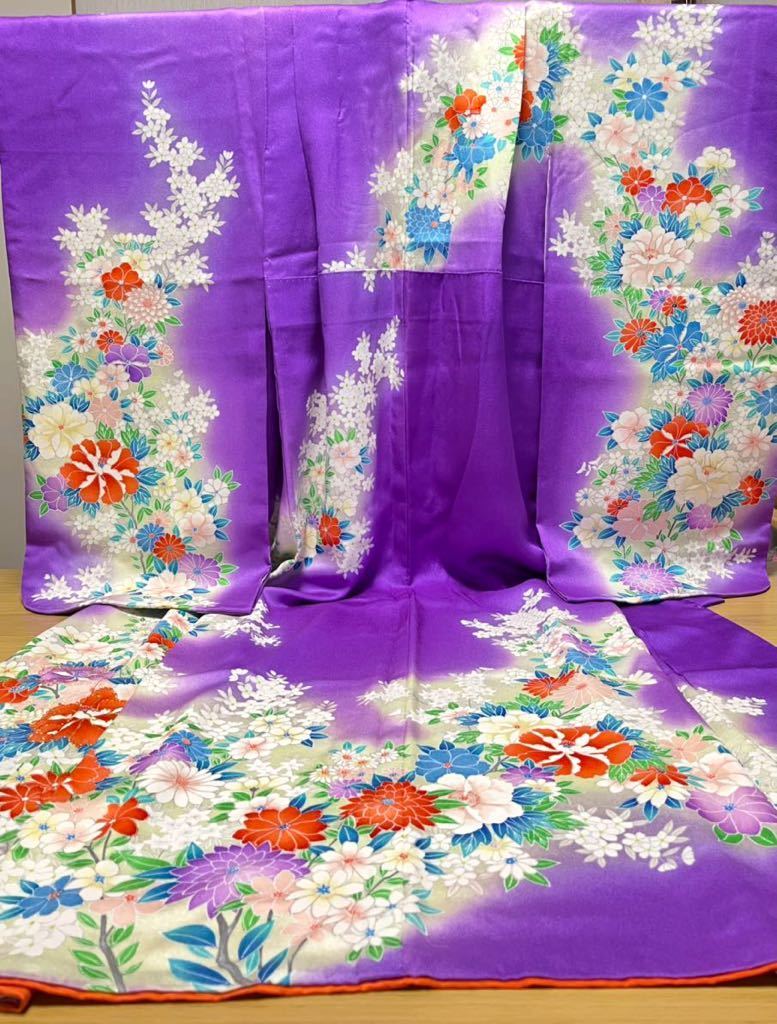 ◇花の絵羽柄♪正絹七歳女児祝い着◇上質生地