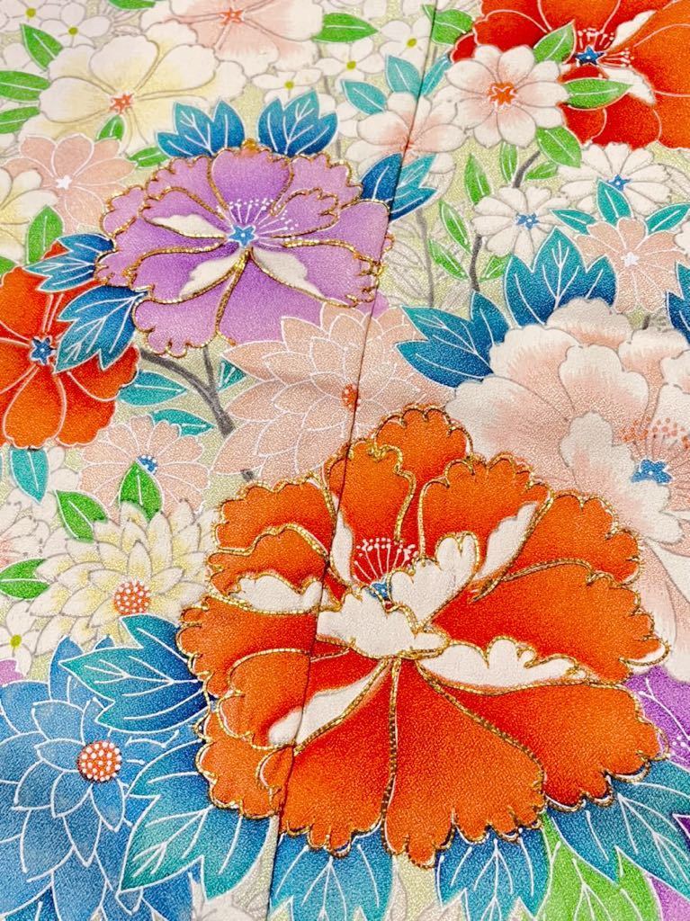 ◇花の絵羽柄♪正絹七歳女児祝い着◇上質生地