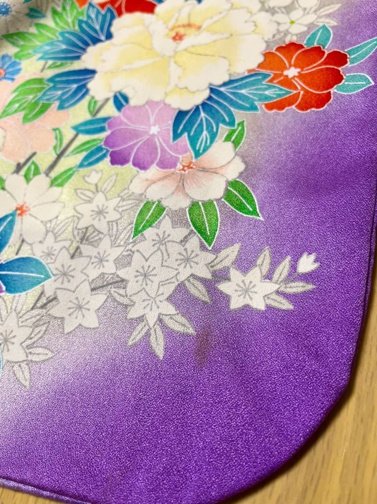 ◇花の絵羽柄♪正絹七歳女児祝い着◇上質生地