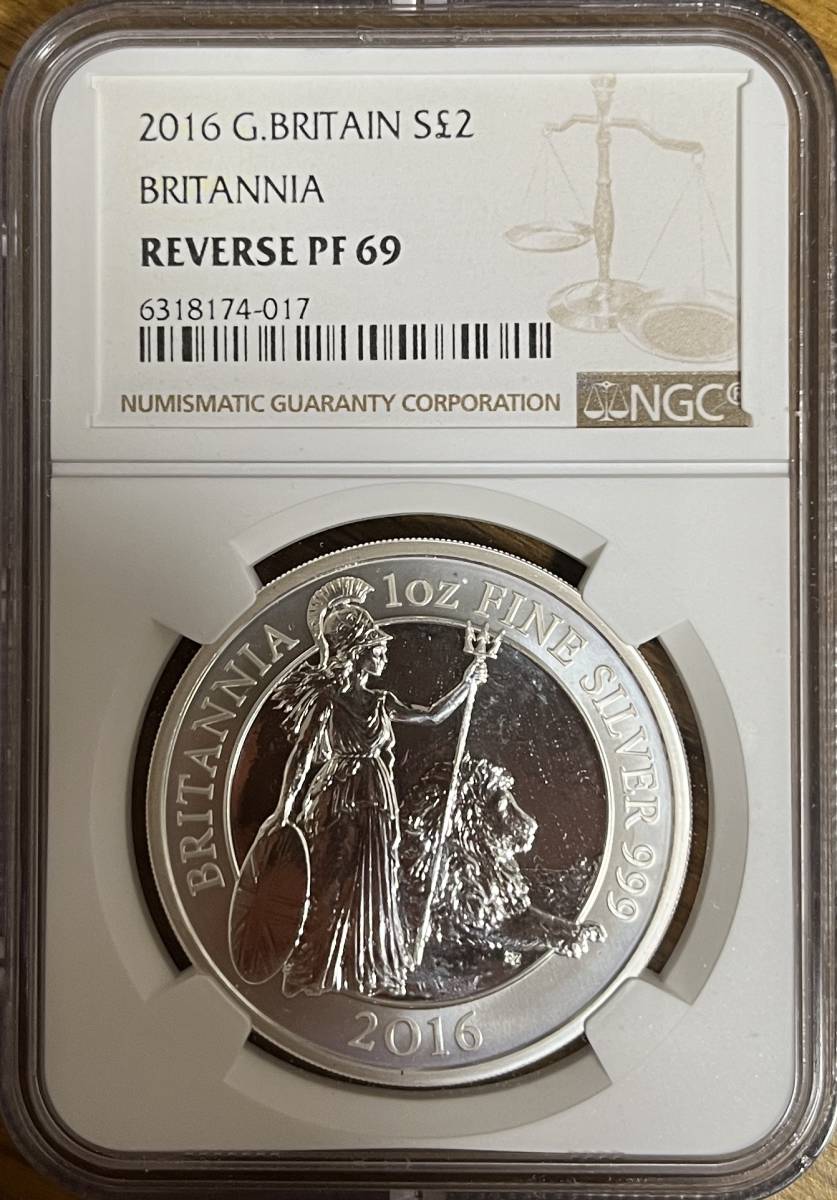 最落無】イギリス 2016年 ブリタニア リバースプルーフ 1オンス 銀貨