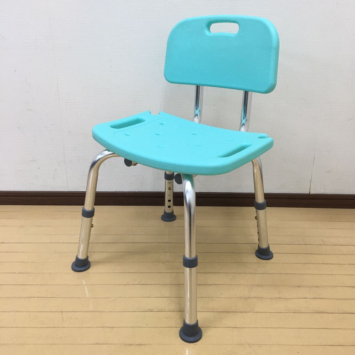 SU□ シャワーチェア 背もたれ付き ブルー系 高さ調節可能 お風呂椅子 