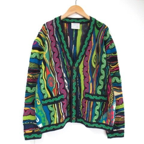  OM8 COOGI クージー メンズ 3Dニット カーディガン マルチ柄 SS オーストラリア製 マーセライズドコットン 立体編み 古着 レトロ(カーディガン)｜売買されたオークション情報、yahooの商品情報を カーディガン