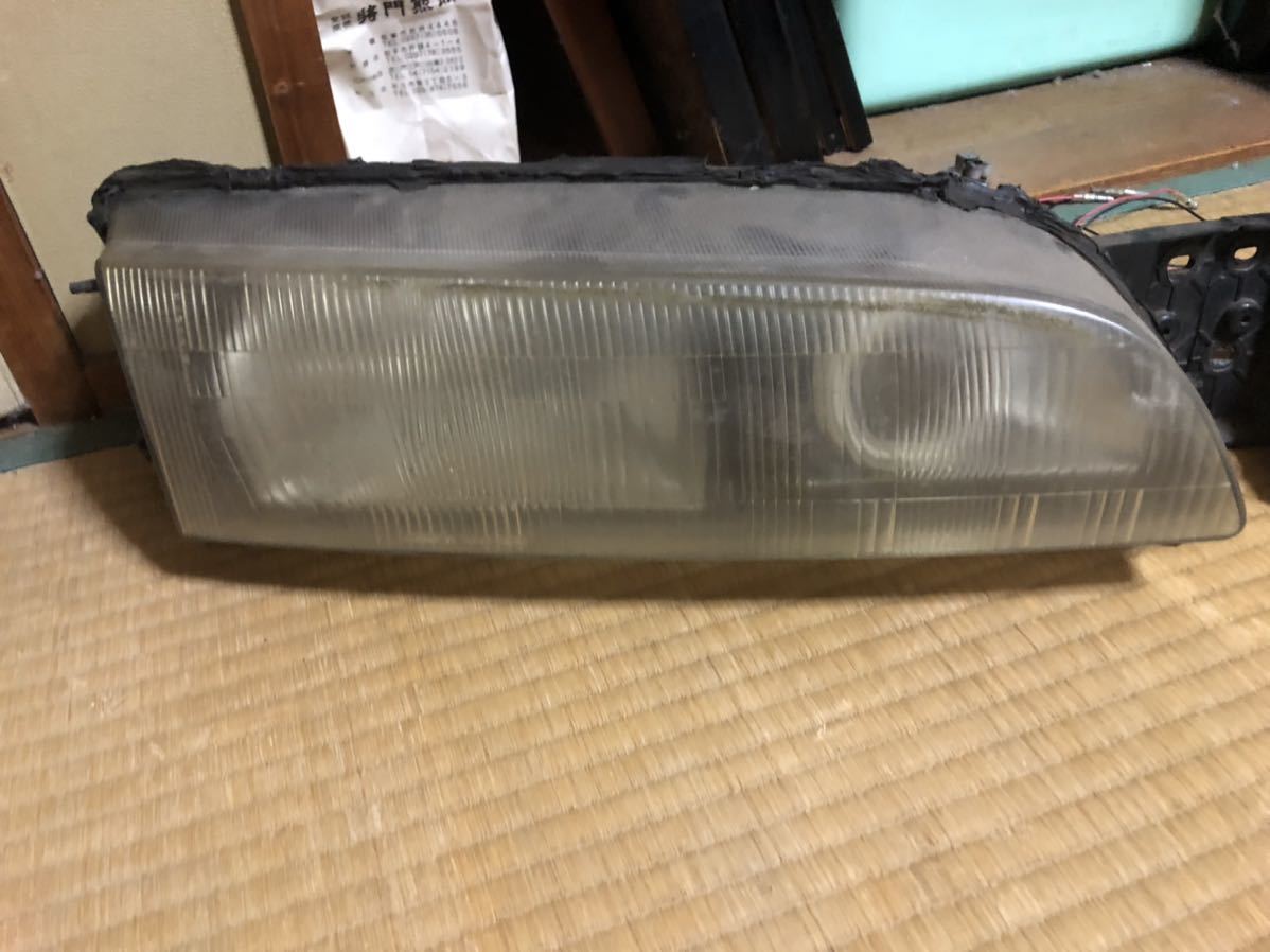 日産 S14 シルビア 純正 加工 ヘッドライト左右 加工用 予備 プロジェクター レッド イカリング ホワイト ブラックアウト風 シルビア S14 純正 左右セット!!本州は送料 加工品です 絶版