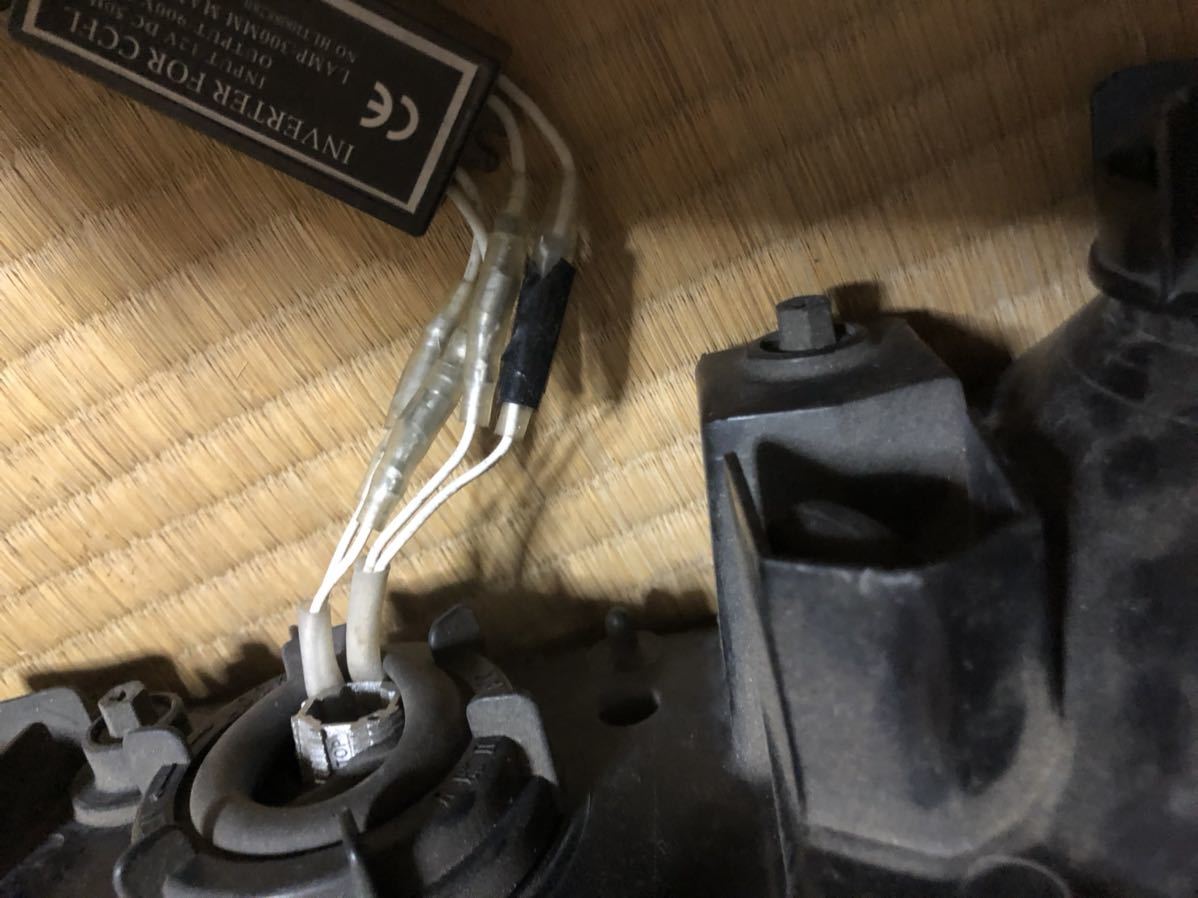 日産 S14 シルビア 純正 加工 ヘッドライト左右 加工用 予備 プロジェクター レッド イカリング ホワイト ブラックアウト風 シルビア S14 純正 左右セット!!本州は送料 加工品です 絶版