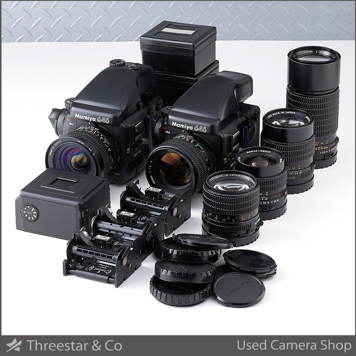 1円～ MAMIYA 645 PRO 2台 レンズ 35/55/80/150 訳ありセット 大判、中